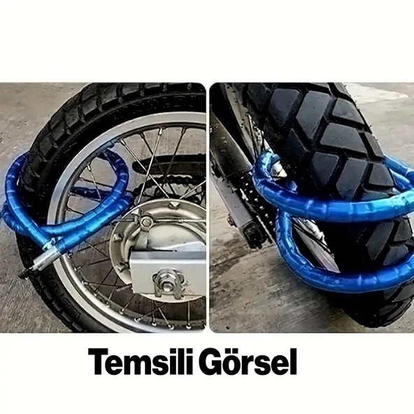 Korumalı Bisiklet Motosiklet Zincir Kilidi 100 cm Çelik Kilit Çap 5 mm Ø  Hırsızlık Önleme 1 Adet - 3