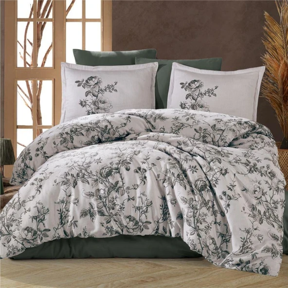 Clasy Saten Çift Kişilik Nevresim Takımı Dotta v1 Haki ürün görseli