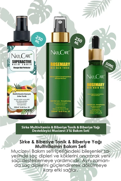 NatuCare Mucizevi Sirke ve Biberiye 3'lü Saç Bakım Seti - 2