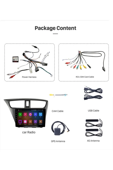 Honda Civic 2012-2017 Uyumlu Multi?medya Navi?gasyon Usb Kamera Carplayer 4 Ram - Resim 2