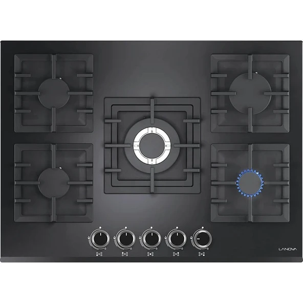 Lanova Kül 3206B01 - G17402-104 - 3220B6 5'li Siyah Cam Ankastre Set - 3