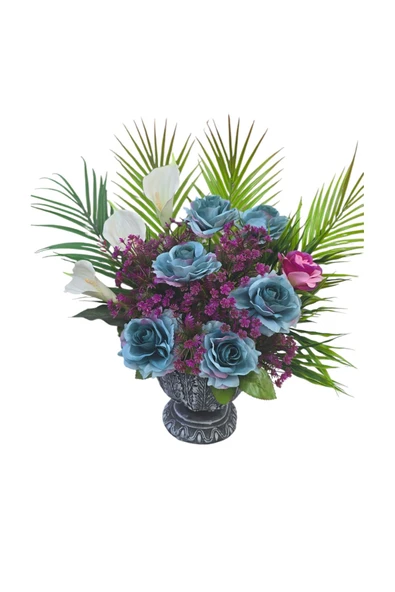 antik görünümlü taş saksılı çiçek şık tasarım - Resim 3