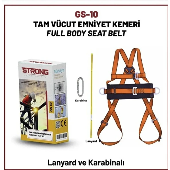 Strong GS-10 Tam Vücut Bel Destekli Ayarlanabilir Paraşüt Tipi Emniyet Kemeri