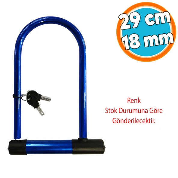 Bisiklet Motosiklet Direksiyon U Kilidi Halat Zincir Çap 18 mm Çelik Hırsız Güvenlik 29 cm