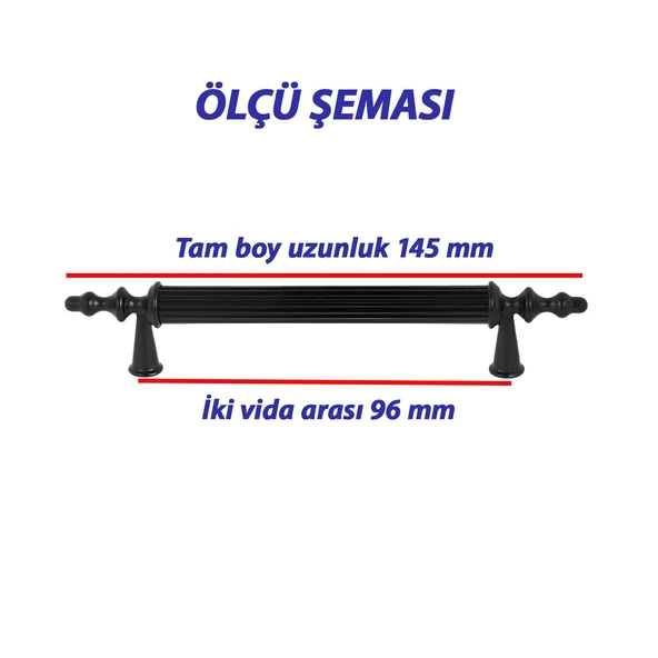 8 Adet Sert Plastik Polavit Siyah 96 Mm  Mobilya Mutfak Çekmece Dolap Dolabı Kulpu Kulbu Kulpları - Resim 2