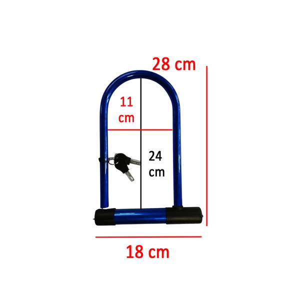 Bisiklet Motosiklet Direksiyon U Kilidi Halat Zincir Çap 18 mm Çelik Hırsız Güvenlik 29 cm - 2