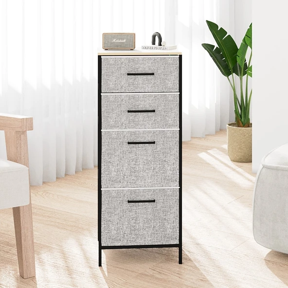 Çok Amaçlı Dolap 4 Çekmeceli Komodin Sehpa Gri 1612 - 4