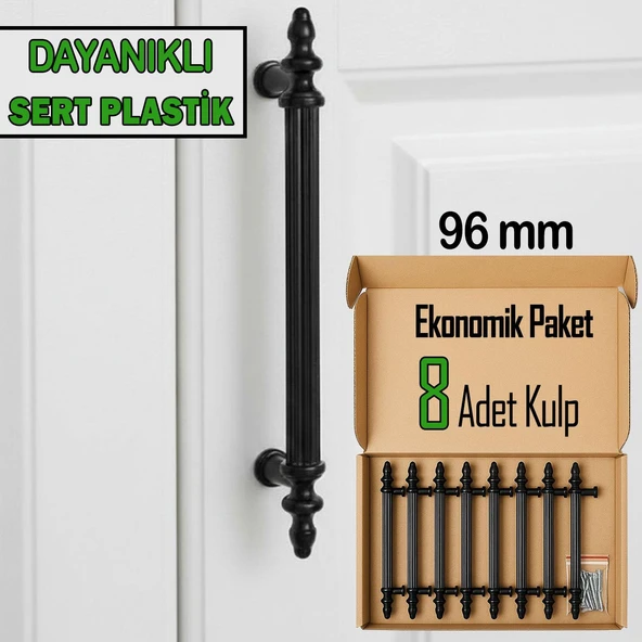 8 Adet Sert Plastik Polavit Siyah 96 Mm  Mobilya Mutfak Çekmece Dolap Dolabı Kulpu Kulbu Kulpları ürün görseli 1