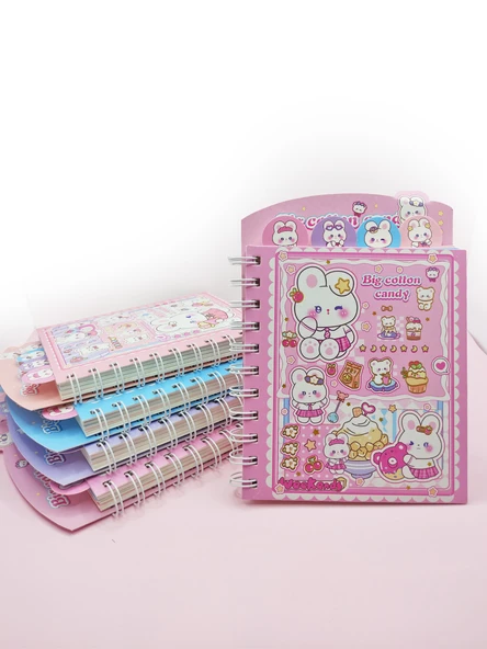 Sevimli Tavşan Ayraçlı A5 Not Defteri (14x18 cm) - Pembe