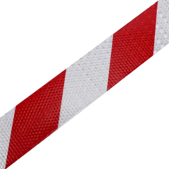CARUB Fosfor Bant Petekli Çapraz 5 cm x 25M Kırmızı-Beyaz