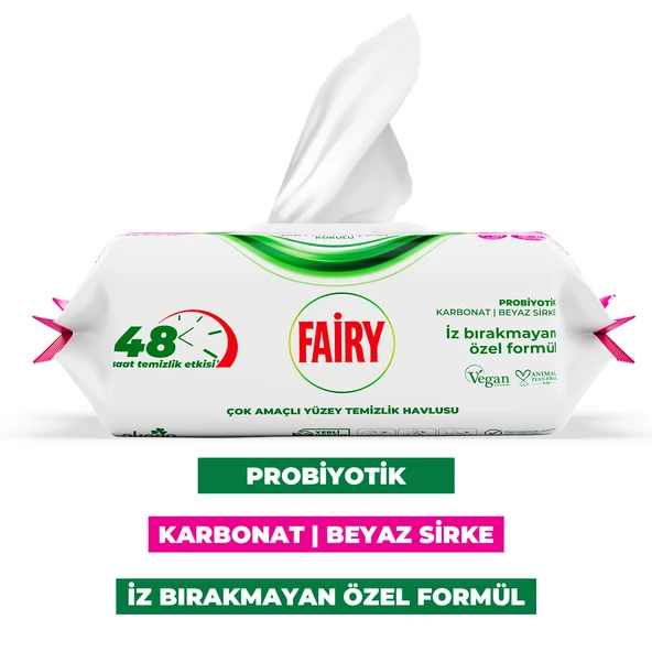 Fairy Çok Amaçlı Yüzey Temizlik Havlusu 100 Yaprak 3 Adet | Lilyum Çiçeği | Beyaz Sirke Karbonat - 2