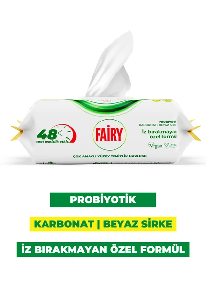 Fairy Çok Amaçlı Yüzey Temizleme Mendili 100 Yaprak 12 Adet | Limon Yağlı | Beyaz Sirke Karbonat - 7