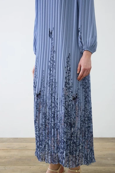 Sümbül Desen Pliseli Şifon Elbise Terzi Dükkani - Resim 6