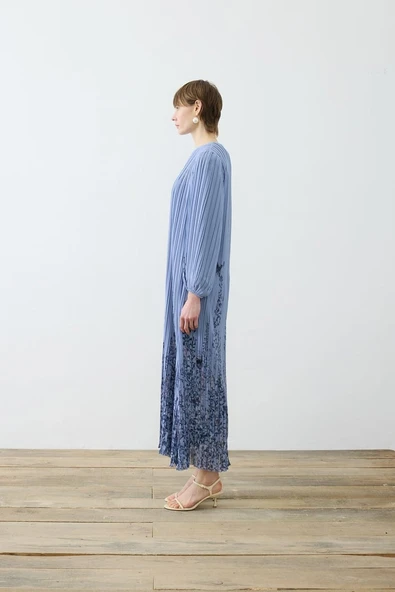 Sümbül Desen Pliseli Şifon Elbise Terzi Dükkani - Resim 7