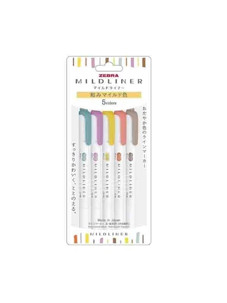 Zebra Mildliner Çift Yönlü İşaretleme Kalemi 5 li Set 5C-RC-N