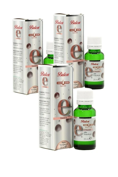 3 Kutu E Vitamini 20 Ml. Saç Ve Cilt Bakım Yağı Vitamin E 3 Adet 20 Cc. E Vitamini