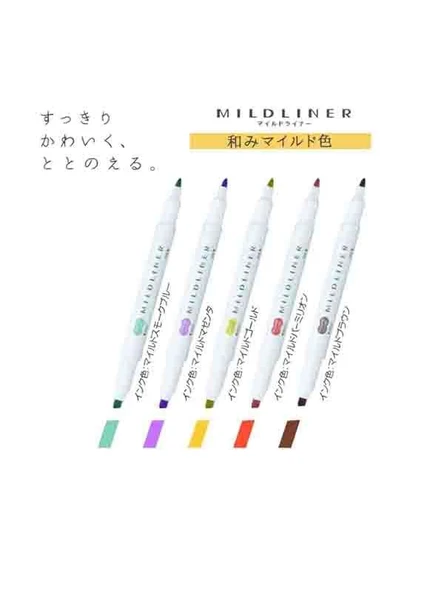 Zebra Mildliner Çift Yönlü İşaretleme Kalemi 5 li Set 5C-RC-N - 2