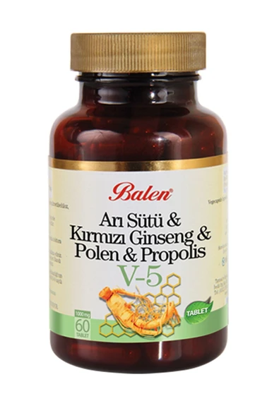 Arı Sütü Kırmızı Ginseng Polen Propolis V-5 1000 Mg 60 Adet Kapsül V5