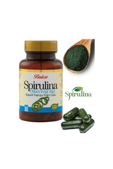 Spirulina Mavi-Yeşil Alg 80 Adet Kapsül Takviye Edici Gıda 375 mg