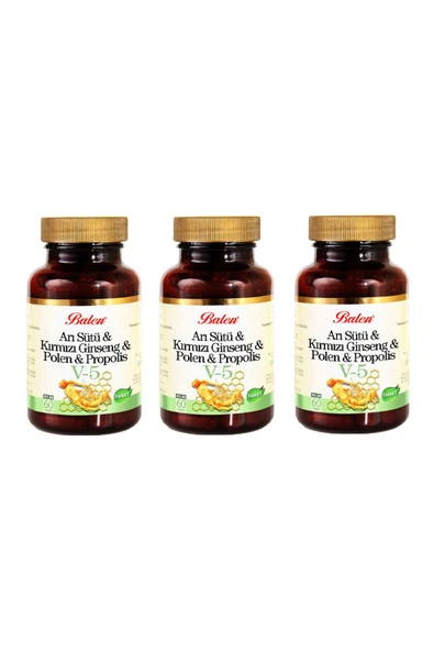 V5 Arı Sütü-kırmızı Ginseng-polen-propolis 1015 Mg 3 Adet