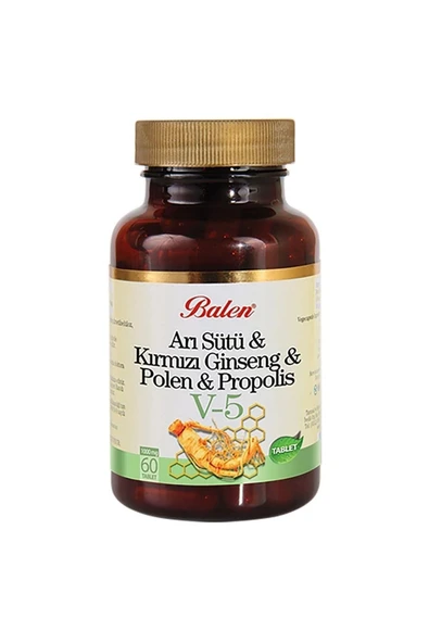 (v5) Arı Sütü & Kırmızı Ginseng & Polen & Propolis Tablet Takviye Edici Gıda 1015 mg 60 Tablet