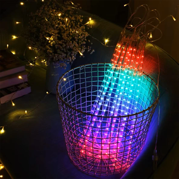 50cm RGB LED 2mt. Meteor yılbaşı aydınlatması yağmur kar efekti tüp su geçirmez parti çıbık ışık eklenebilir 6W - 5