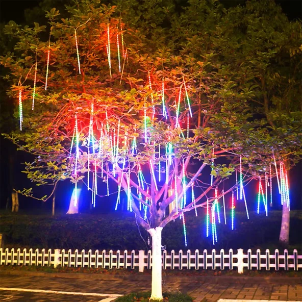 50cm RGB LED 2mt. Meteor yılbaşı aydınlatması yağmur kar efekti tüp su geçirmez parti çıbık ışık eklenebilir 6W