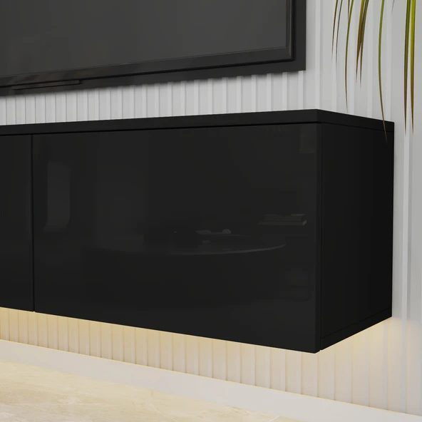 T0020 Alston 3 Kapaklı Duvara Monte Tv Ünitesi – LED Işıklı, Modern Tasarım, 160 cm - 3