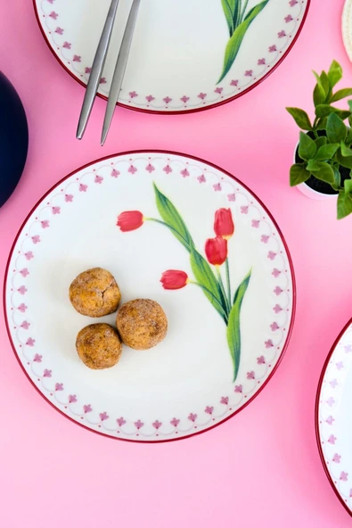 Tabak Evi Lale Tuval Pasta Takımı Rimli 20 cm 4 Kişilik 4 Parça TVL4PTPRS1160 - 7