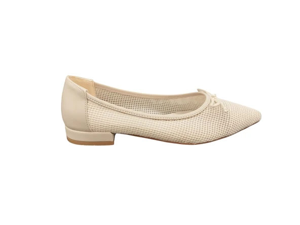 Ventes 88925809Z Önü Fiyonklu 2cm Topuklu Sivri Burun Günlük Kadın Tül Babet Ayakkabı