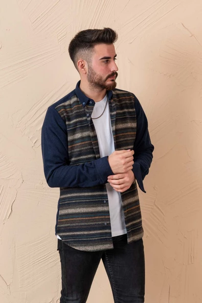 ADVANTE SLİMFİT PARÇA DESENLİ ERKEK ODUNCU GÖMLEK - Resim 10