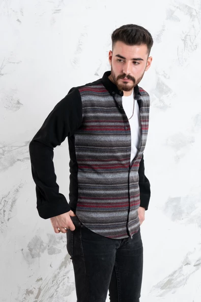 ADVANTE SLİMFİT PARÇA DESENLİ ERKEK ODUNCU GÖMLEK - Resim 3