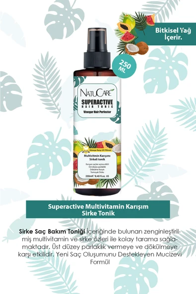 NatuCare Dökülme Karşıtı ve Güçlendirici Multivitamin Sirkeli Tonik 250ML - 2