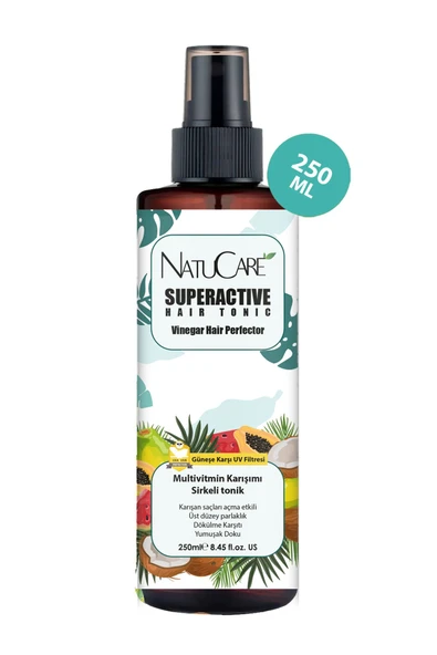 NatuCare Dökülme Karşıtı ve Güçlendirici Multivitamin Sirkeli Tonik 250ML - 3