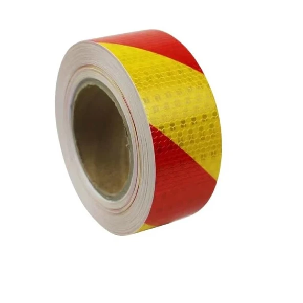 CARUB Fosfor Bant Petekli Çapraz 5 cm x 25M Sarı -Kırmızı