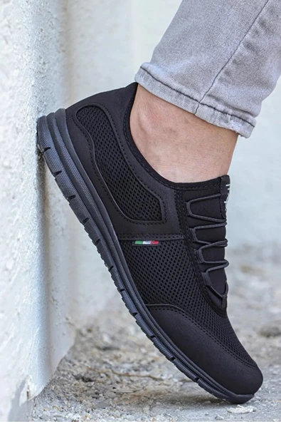 Kevın Siyah Siyah Rahat Taban Günlük Yürüyüş Koşu Erkek Sneaker Spor Ayakkabı KEVIN-5045 - 2