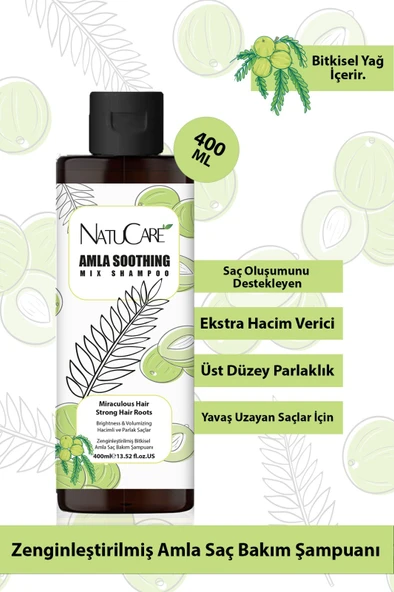 NatuCare Üst Düzey Parlaklık ve Hızlı Uzama Etkili Amla Saç Bakım Şampuanı 400ML