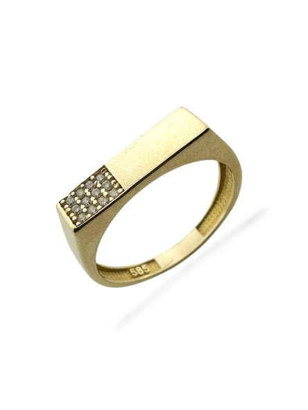 Üst Kalite Dikdörtgen İtalyan 14 Ayar Altın Yüzük - Resim 2