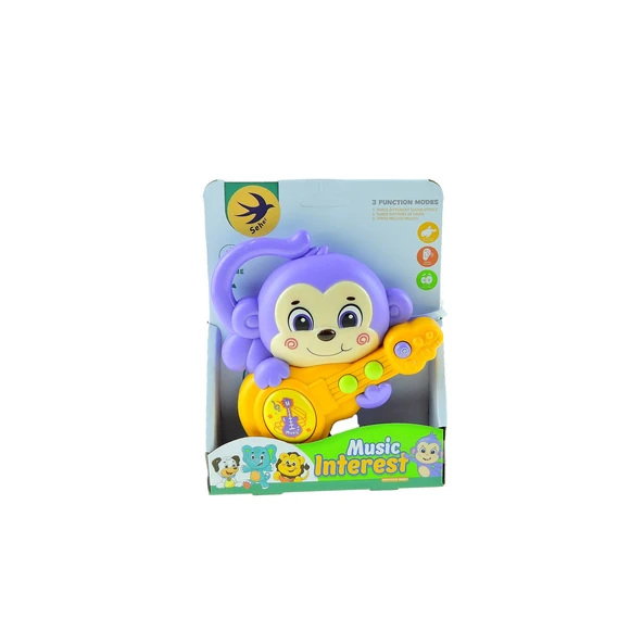 Oyuncak Maymun Gitarist Maymun Işıklı Sesli 15 Cm - 3