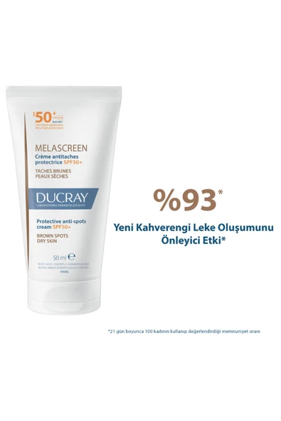 Ducray Melascreen Protective Anti-spot Cream Spf50+ Leke Eğilimli Ve Kuru Ciltler Için Güneş Koruyuc