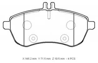 MERCEDES E CLASS- W211- 07/09; ÖN FREN BALATASI (KABLOSUZ)(DİSK) (146.2X71.5X19.5)(BRAMAX) - 2