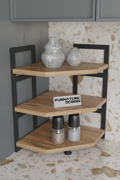 Akın Köşe Baharatlık 3 Raflı Mutfak Tezgah Üstü Köşe Raf - 2