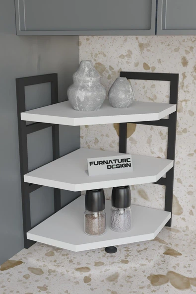 Akın Köşe Baharatlık 3 Raflı Mutfak Tezgah Üstü Köşe Raf - 2