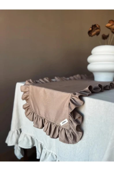 Sienna Kahve Fırfırlı Runner 50*150 cm