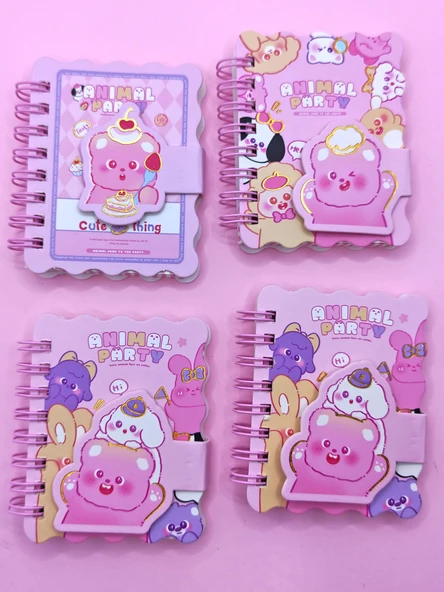 Animal Party Cırtlı Cep Boy Sevimli Mini Not Defteri (7x8 cm) - Tasty - 5