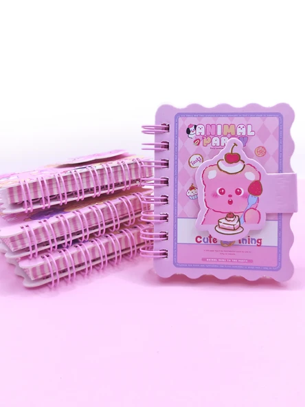 Animal Party Cırtlı Cep Boy Sevimli Mini Not Defteri (7x8 cm) - Tasty