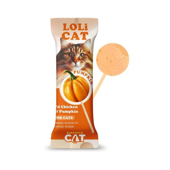 EuroCat LoliCat Tavuklu Balkabaklı Lolipop Kedi Ödülü 1,5 Gr (15'li Paket)