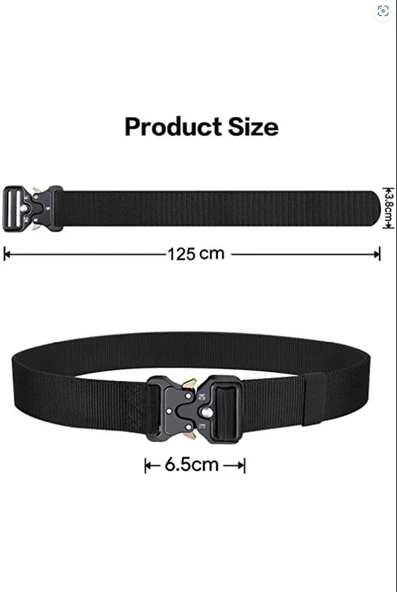 Kobra Kemer 125 Cm X 3.8 Cm - Taktik Outdoor ve Koruma Pantolon Kemeri SİYAH - 5