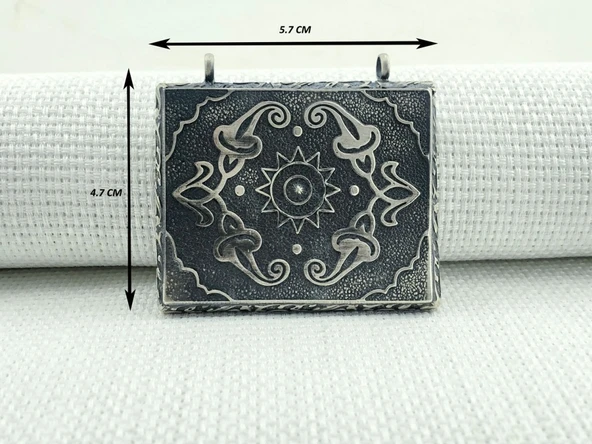 925 Ayar Güneş Simgeli Kral Zincirli Muska Kabı Kolye - Resim 3