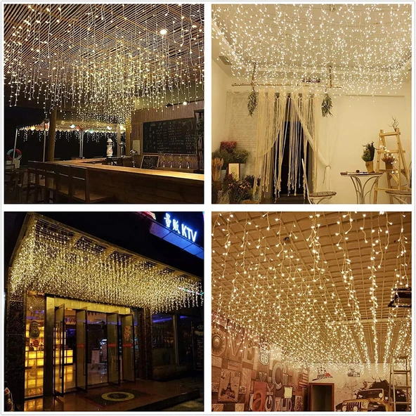 Yılbaşı aydınlatması hareketli saçak LED Perde Sarkıt İç mekan hortum günışığı 2 metre şeffaf Kablolu Süs - 5